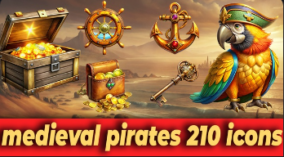 210 Medieval Item Icons Pirates 2D Game Assets download