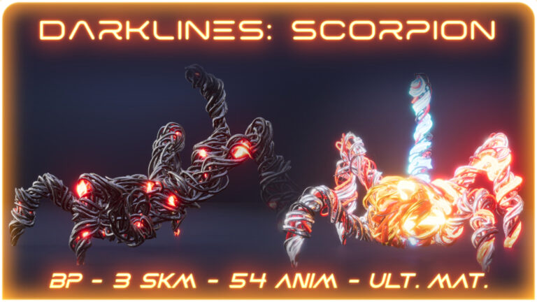 Darkline Scorpions, otherworldly scorpion with blueprint, animations & material download