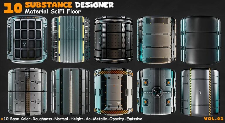 10 Material SciFi Floor Hardsurface download