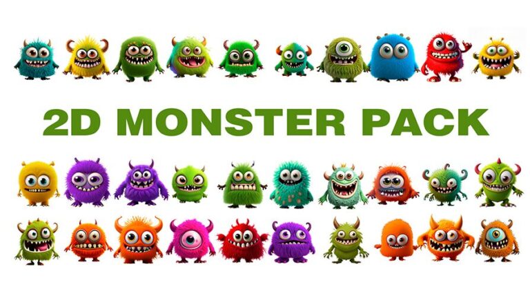 2D Animated Cute and Furry Monster Pack (Pack of 30) download
