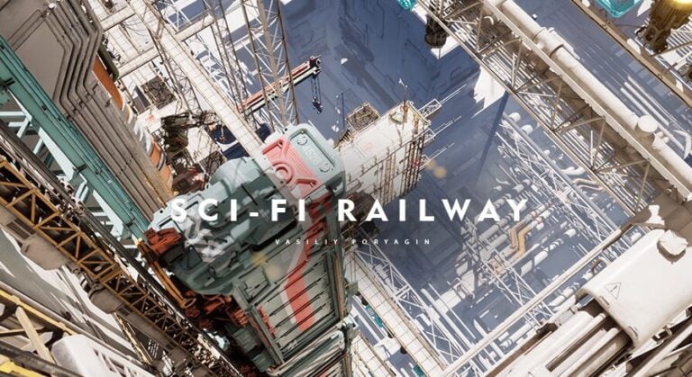Sci – Fi Vertical Railway Station Environment download