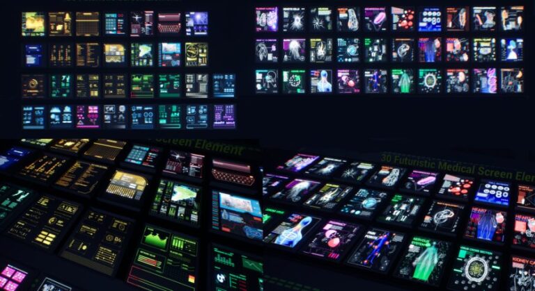 60 Futuristic Screen Material with Screen Props Pack / AI SOURCE download