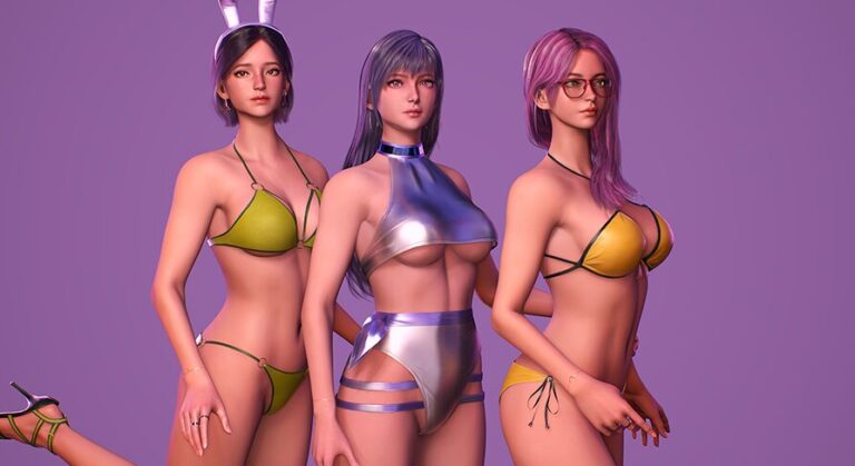 Girls in Swimsuits-Game Ready Stylized Beach Bikini Casual Realistic Characters download
