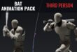 Third person | Bat animation pack | modular swings | game ready download