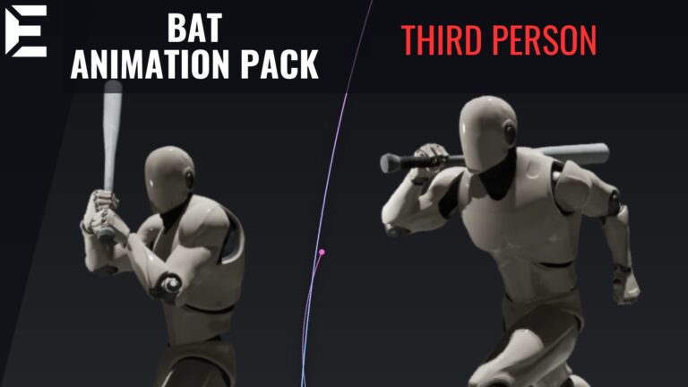 Third person | Bat animation pack | modular swings | game ready download
