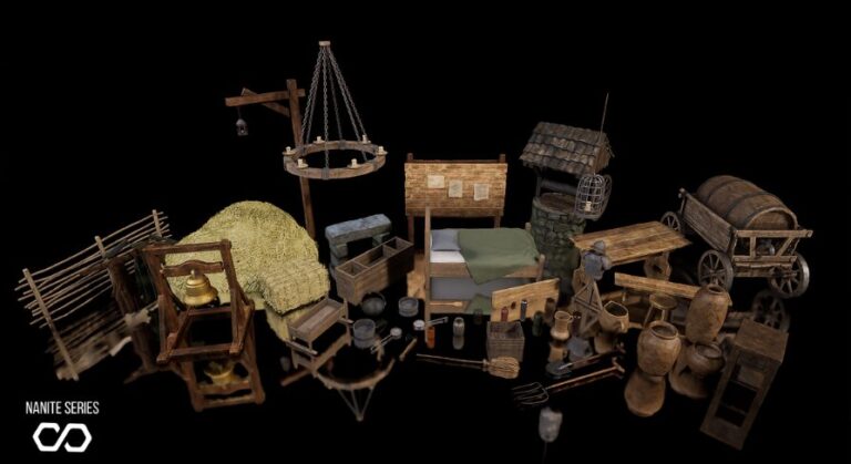 (Nanite) Medieval Village Kit – Village Props (Village, Medieval Props, Fantasy) download