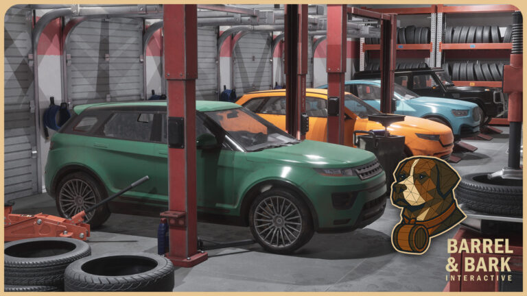 Tire Repair Shop Environment with 4 Driveable Cars download