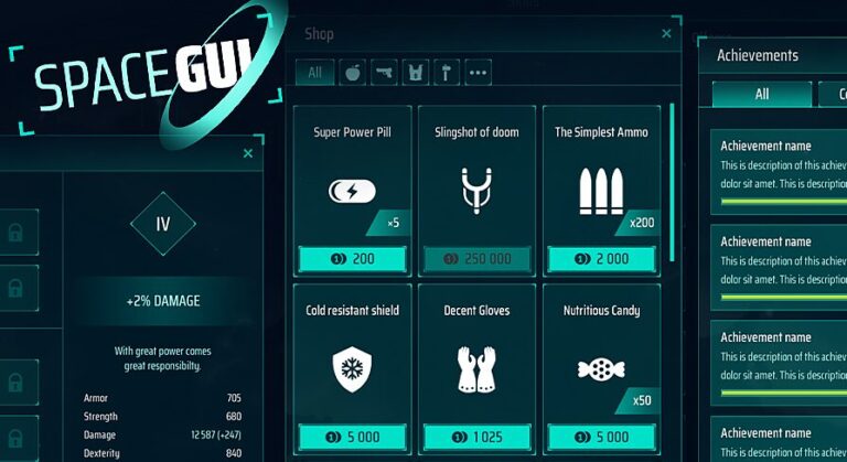 Sci-Fi Space full GUI / UI Kit – futuristic pack + psd, ai sources + widgets download