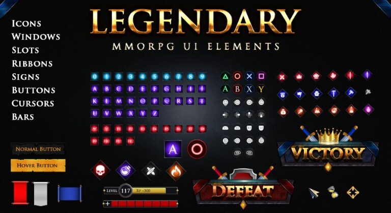 MMORPG Editable UI Elements Medieval Style + PSD Vectors download