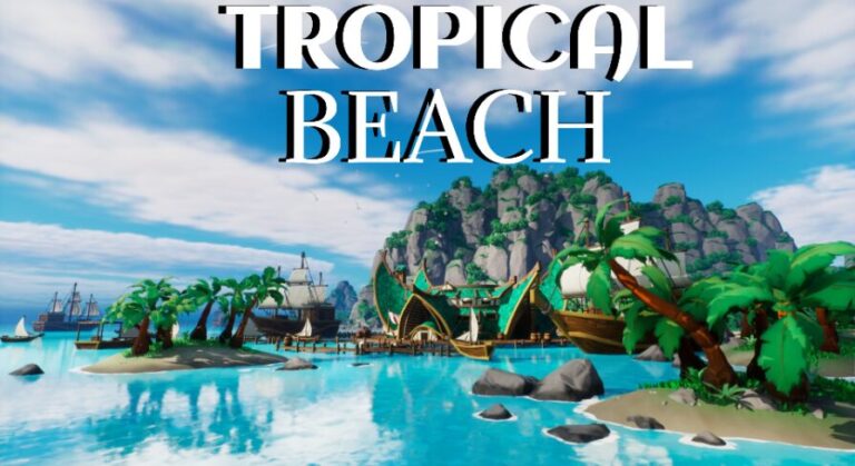 Stylized tropical beach environment download