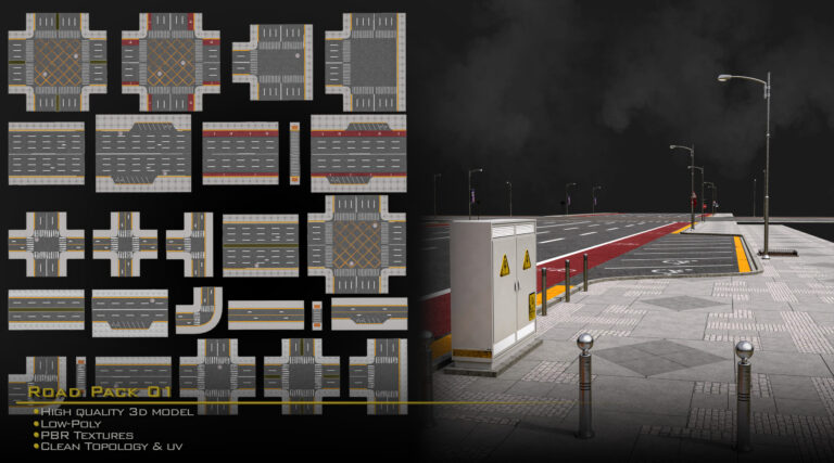 Road Pack Set 01/LowPoly/GameReady download