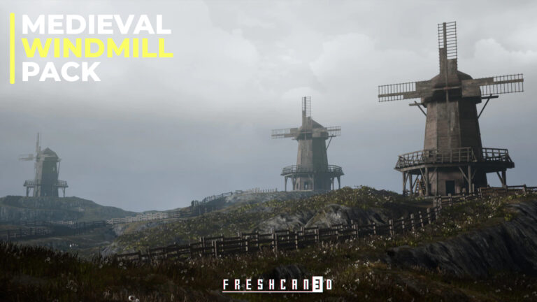 Medieval Windmill with interiors ( Medieval Rural Windmill, Medieval Landscape ) download