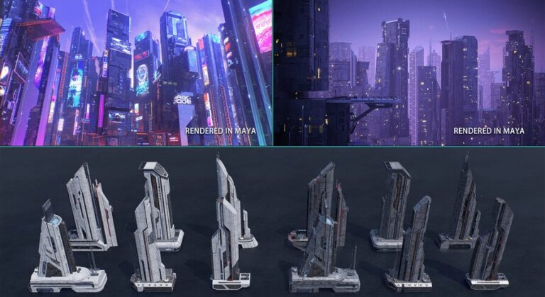 Scifi Cyberpunk Futuristic building Bundle download