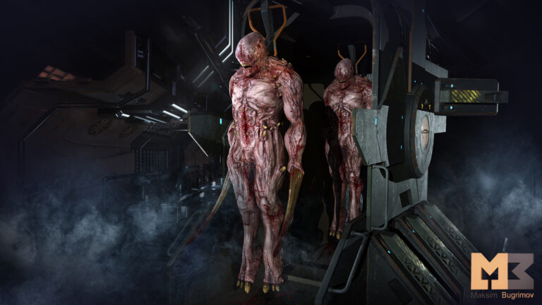 Sci-Fi Line With 3 Creatures download