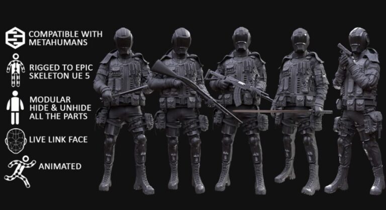 Man – Military Outfit 5 – Modular – Rigged – Animated download