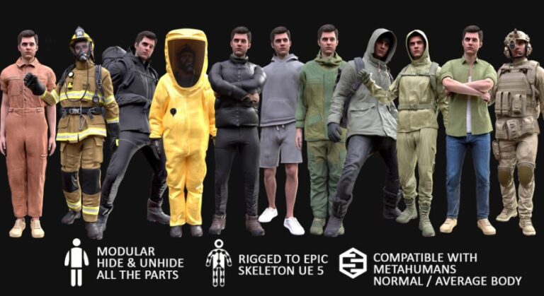 Clothing Collection – Male/Female MH & UE5 Skeletons – Rigged download