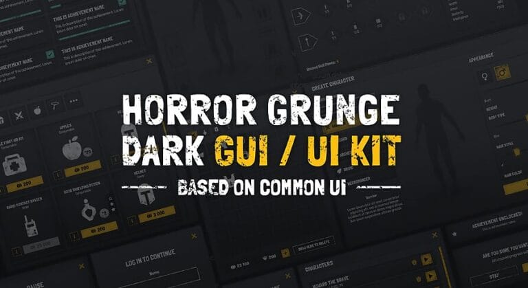 Grunge / Military / Horror Dark GUI / UI KIT (CommonUI) + psd/ai source files download