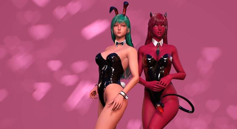Cute Bunny and Devil Girl with Demon skin – Low Poly FPS Stylized Character download