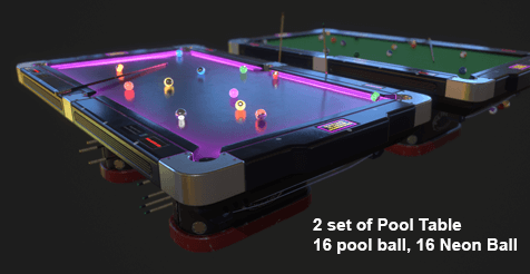 Pool Table with Neon Balls download