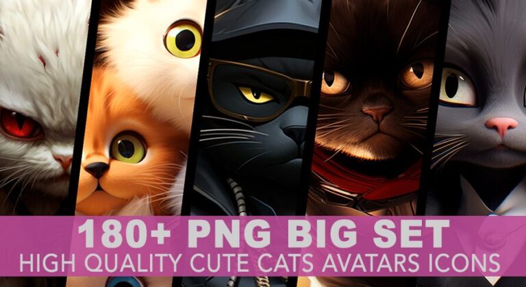 180+ Cute Cats Avatars Icons BIG PACK download