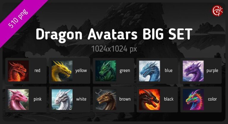 500 Dragon Avatars BIG SET download