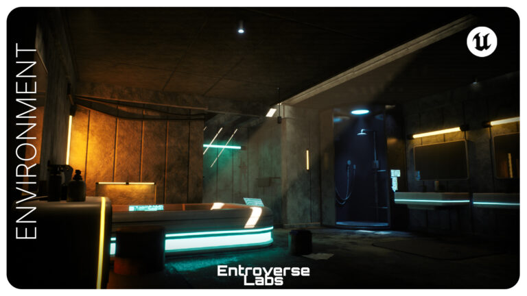Cyberpunk Bathroom Environment ( Modular , Interior , Brutalist, Cyberpunk ) download