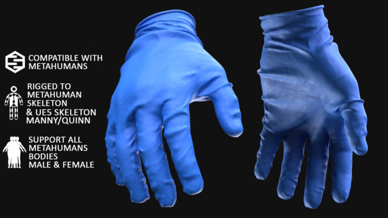 Surgery Gloves 147 Model for Metahumans – All MH Bodies & UE5 Skeletons – Rigged download