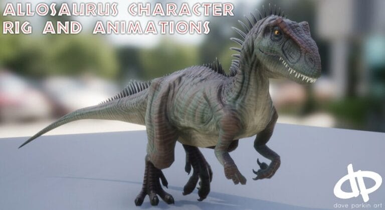 Allosaurus Dinosaur Character Rig and Animations download