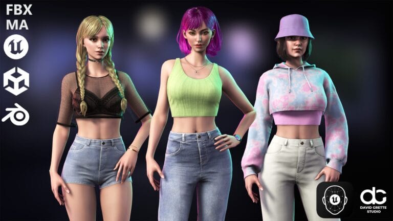 Casual Wear Girls Pack 1 – Streetwear Modern Realistic Stylized Woman Character download