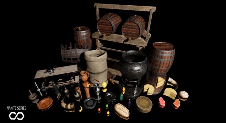 (Nanite) Medieval Food & Dining Kit – Food Props (Food, Medieval Props, Kitchen) download
