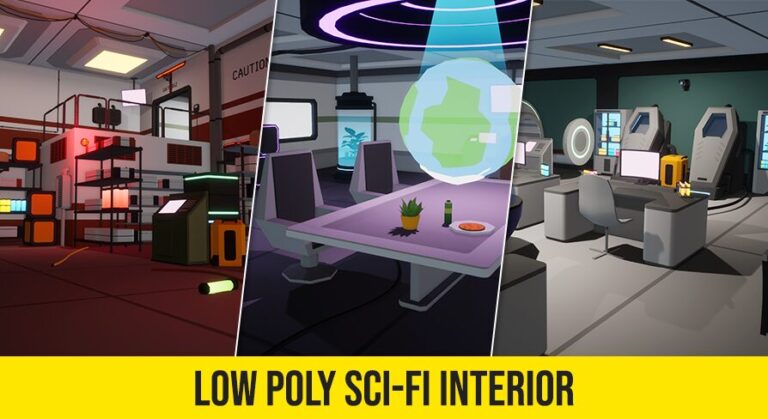 Low Poly Sci-Fi Cyberpunk Interior download