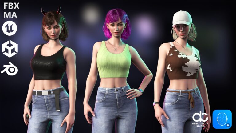 Streetwear Girl 1-Casual Wear Girls Pack 1, Stylized Cute Pretty Woman Character download