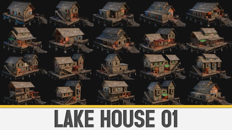LAKE HOUSE 01 with INTERIORS 4K PBR download