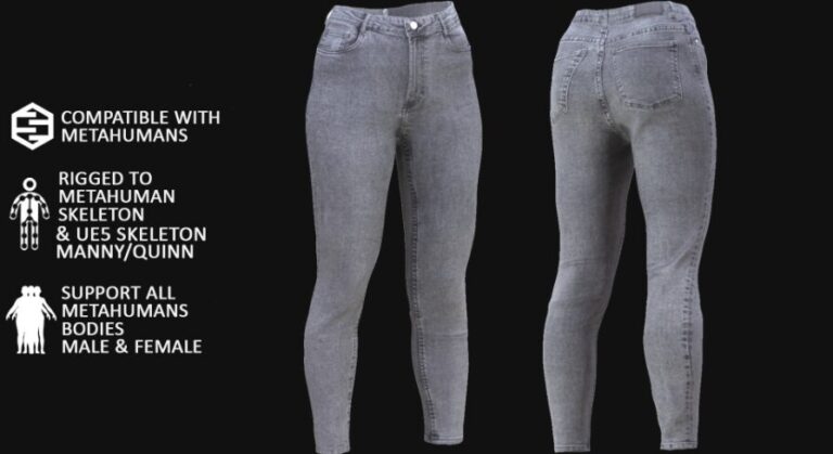 3D Jeans Model For Metahuman 125 – All MH Bodies & UE5 Skeletons – Rigged download