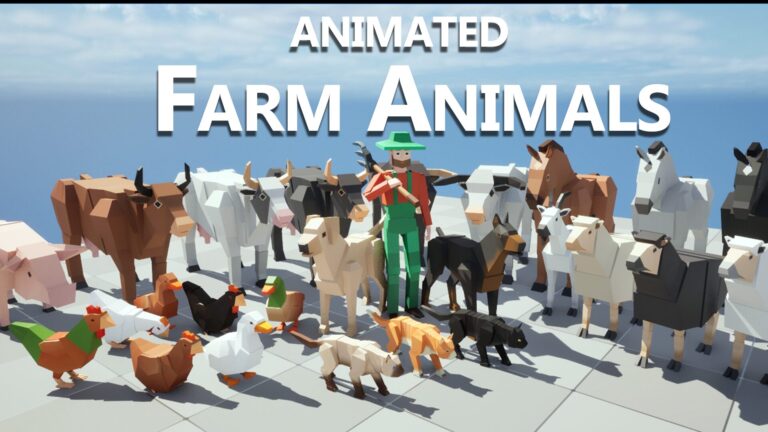 Animated Farm Animals & Farmer- 3D LOW POLY Cubic download