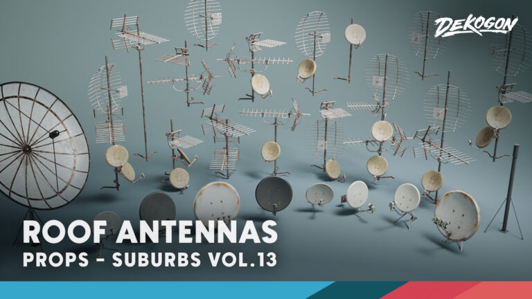 Suburbs VOL.13 – Roof Antennas (Nanite and Low Poly) download