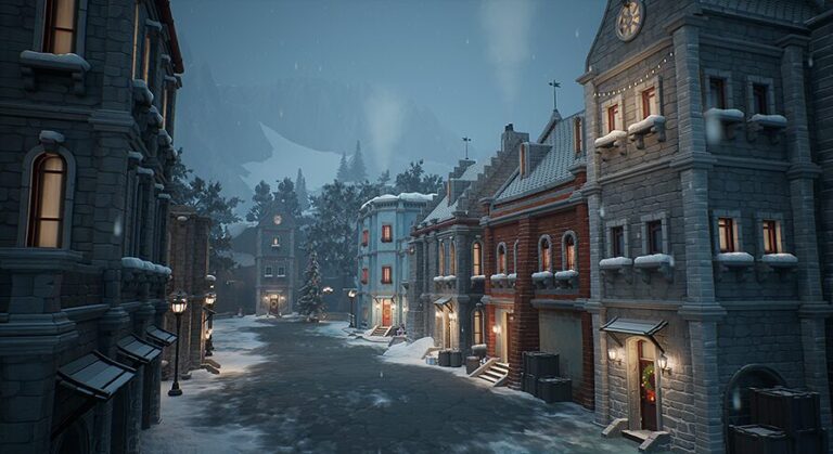 Stylized winter city environment download