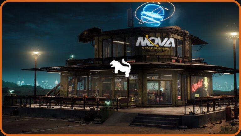 Nova Space Burgers / Cyberpunk Abandoned Restaurant / Space Bar Cyberpunk Art download